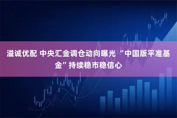 溢诚优配 中央汇金调仓动向曝光 “中国版平准基金”持续稳市稳信心