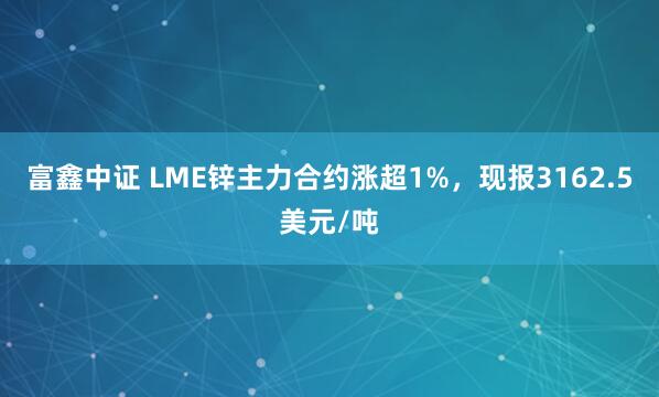 富鑫中证 LME锌主力合约涨超1%，现报3162.5美元/吨