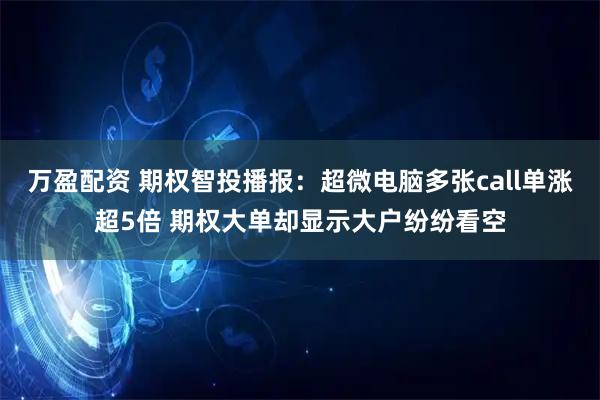 万盈配资 期权智投播报：超微电脑多张call单涨超5倍 期权大单却显示大户纷纷看空