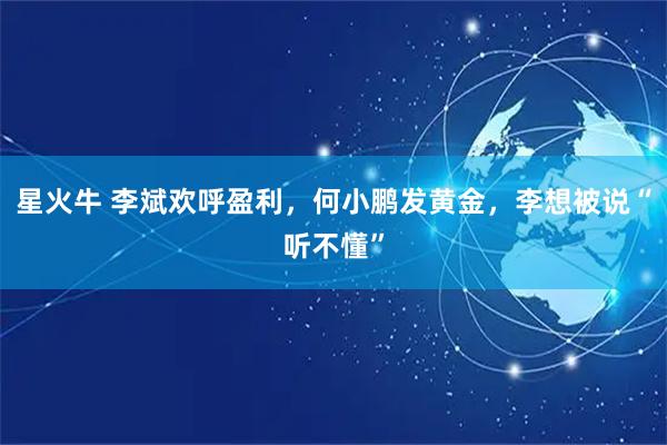 星火牛 李斌欢呼盈利，何小鹏发黄金，李想被说“听不懂”