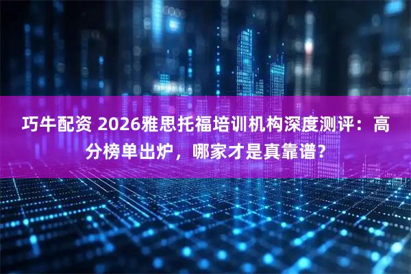 巧牛配资 2026雅思托福培训机构深度测评：高分榜单出炉，哪家才是真靠谱？