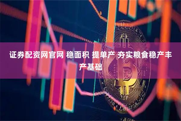 证券配资网官网 稳面积 提单产 夯实粮食稳产丰产基础